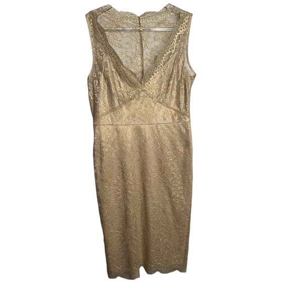 BCBGMaxAzria Dresses & Skirts - BCBG Maxazria Elegant Gold Lace Dress